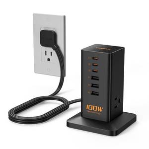 lot 20311 image: TESSAN 100W USB Charging Station for Multiple Devices 9-in-1 USB Charger