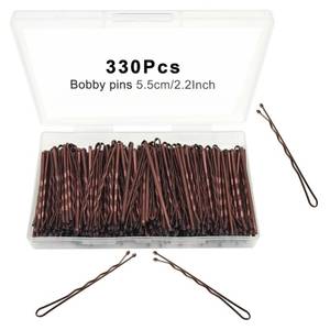 lot 20330 image: Bobby Pins Brown, 330 Count 2.2 Inch Hair Pins With Cute Box, Premium Bobby Pin For Kids, Girls And Women, Great For All Hair Types (Open Box, May Be Missing Pieces)
