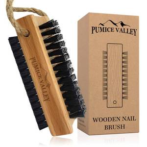 lot 20339 image: Wooden Cleaning Finger Nail Brush with Nylon Charcoal Bristles (Beechwood)