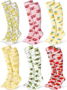lot 20368 image: Skicuff 6 Pairs Field Hockey Socks Sports Long Softball Fruit Socks