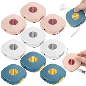 lot 20372 image: 9 Pieces Retractable Cable Management Charging Cord Organizer Phone Holder Retractable Cable Reels Small Case for USB Headset Cord Mouse Wire Charger(Multi Color)