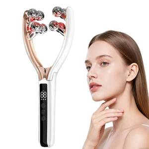 lot 1316 image: Facial Massager with 3D Roller,Lymphatic Drainage Tool for Face,Arm,Leg and Neck massage - Lymphatic Contour Face Brush Lift & Double Chin Reducer (Pearl white)