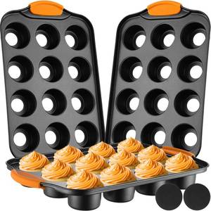 lot 1318 image: Uiifan 3 Pack Mini Cheesecake Pans Removable Bottom 12 Cavity,Orange
