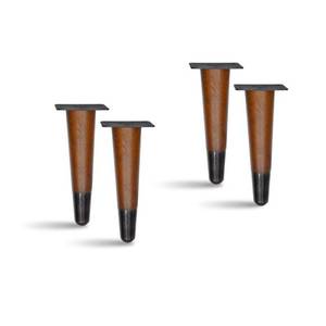 lot 1319 image: AKB Hardware 4 Pcs Retro Straight Wood Furniture Legs �� Solid Wood Sofa, Bench, Table Legs with Metal Footing, Durable and Stylish Design (8 H Antique Brass Plated Footing)
