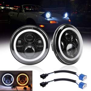 lot 1325 image: AMUNIESUN DOT 2x7inch Round Led Projector Headlights Combo Beams(High & Low) With White DRL Amber Turn Light For Mazda Miata 1990-1997