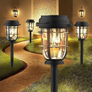 lot 1345 image: Vuees 6-Pack Solar Pathway Lights, 3-in-1 Design Outdoor Garden Patio Decor