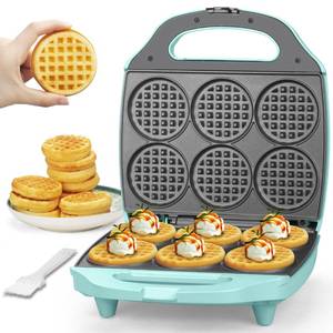 lot 1349 image: Bakers Friend Multi Mini Waffle Maker Machine, 6 x 3 Small Waffle Iron, Perfect for Families and Individuals Use, Excellent Choice for Breakfast Brunch Parties & Events, Aqua