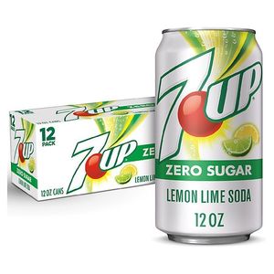 lot 1358 image: 7UP Caffeine Free Zero Sugar Lemon Lime Soda Pop  12 fl oz  12 Pack Cans