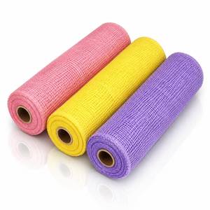 lot 1364 image: Chuangdi 3 Rolls Poly Burlap Mesh 10 in Pink, Yellow, Purple