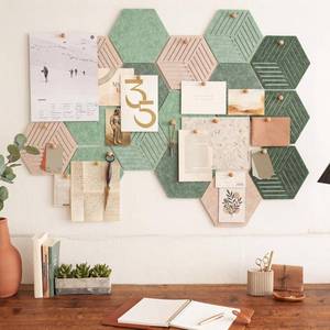 lot 2320 image: Zhehao Sage Green 15 Pack 12 Large Hexagon Cork Bulletin Board Tiles Adhesive Frameless Corkboard Prayer Vision Cork Board for Office Wall Decor, Hex Tack Pinboard with 20 Push Pin 20 Wood Clip