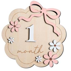 lot 2335 image: Baby Monthly Milestone Sign,1-12 Monthly Baby Milestone, Month Milestone Baby Girl, Baby Months Milestone, Newborn Photography Props Double-Sided (B11)