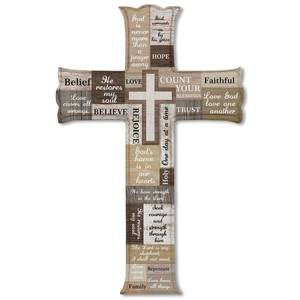 lot 2338 image: Asdhw Wooden Cross Wall Decor,Christian Cross Religious Faith,Mash up Biblical Verse Splicing Wall,Distressed for Home Easter Farmhouse Home Hanging Decorations Indoor Outdoor(6.5 x 10 Inch) - A05