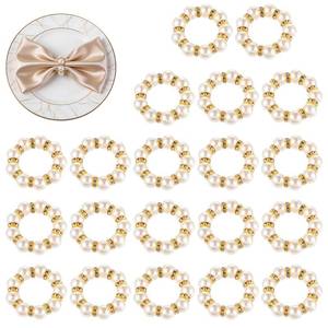 lot 2339 image: 20Pcs Gold Pearl Napkin Rings, Elegant Table Decor for Weddings
