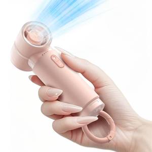 lot 2356 image: Beszeith Handheld Portable Mini Fan, Personal Small Pocket Design with Hook, 19500RPM Powerful Motor Trubo, 10H Max Cooling time USB Rechargeable, 5 Speeds for WomenMenTravelBeachOutdoor- Pink