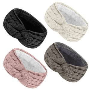 lot 2360 image: Oblihumoy 4Pack Winter Headbands for Women Ear Warmers, Headband Wool Knit Thick Fleece Lined Winter Accessories