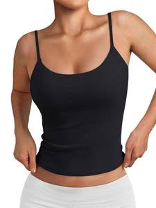 lot 2361 image: Trendy Queen Womens Double Lined Adjustable Spaghetti Strap Tank Tops Black M