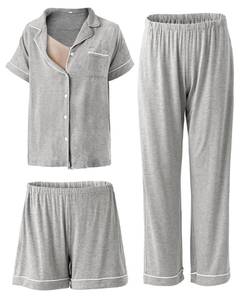lot 2363 image: Rnxrbb 3 PCS Women Maternity Pajamas Set Nursing Postpartum Breastfeeding Pjs,Light Gray S