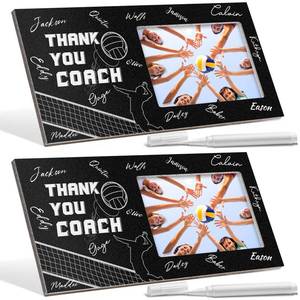lot 2370 image: Blosssound Volleyball Thanks Coach Gifts Sports Picture Frame with Pen Thanks Coach Frame 4 x 6 Inch Photo Gifts Wood Picture Decoration for Coaches Appreciation(2)