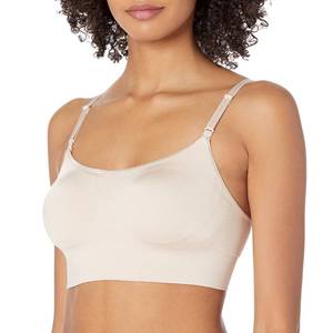lot 2378 image: Warners womens Easy Does It Dig-free Comfort Band With Seamless Stretch Wireless Lightly Lined Convertible Comfort Bra, Butterscotch, Medium US