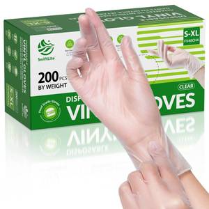 lot 2379 image: SWIFTLITE Disposable Vinyl Gloves, Food Safe