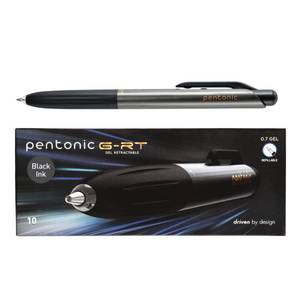 lot 2383 image: Pentonic G-RT Retractable Gel Pens, 10 Count, Black Ink, 0.7 mm Fine Point, Smooth Writing For Journaling, Note Taking, Office & School (1002363)