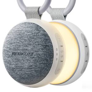 lot 2390 image: Momcozy Portable Sound Machine with Night Light, White Noise Sound Machine for Baby, 20 Soothing Sounds, Sound Therapy, Long-Lasting Power, Timer, Clips on Stroller, Grey