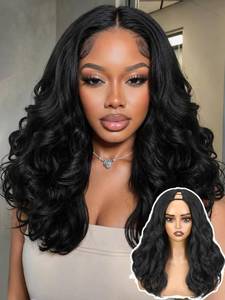 lot 2395 image: WIGER Yaki Curly V Part Wig Layered U Part Synthetic Fluffy Half Wigs