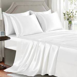 lot 2433 image: GOLAL White Satin Sheets Queen Size - 6 Pieces Luxury Silky Soft Bed Sheets