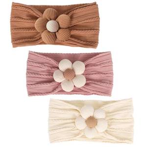 lot 2439 image: 3 Pcs Baby Flower Headbands Baby Girl Nylon Headband Soft Newborn Hairbands