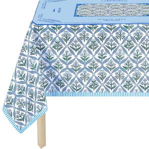 lot 2442 image: Hillsuren Mahjong Tablecloth with Game Rules, 55 x 55 Blue Flower