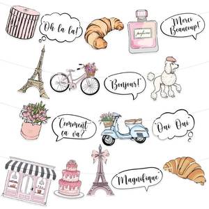 lot 2448 image: READIGO 2 PCS Pink Paris Party Banner, Eiffel Tower French Garland, Paris Themed Party Decorations for Birthday, Wedding, Baby Shower Decor