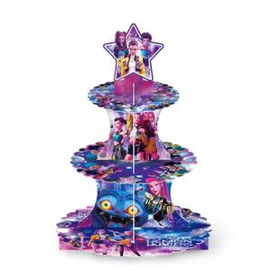 lot 2454 image: U06HO4I Demon Hunters Party Supplies and Decorations, a Three-Tiered Cupcake Stand, a Display Stand for Birthday Desserts and Cakes, which is Suitable for Cute-Style Birthday Decorations.