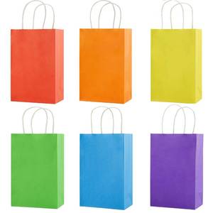 lot 2455 image: SUNCOLOR 24-Pack Small Gift Bags with Handles, 8 Rainbow Party Favor Bags