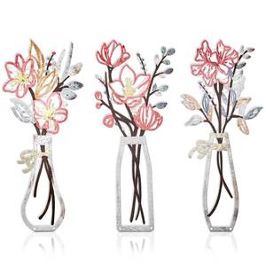 lot 2462 image: Embewhis Wall Decor Metal Flowers 3pcs, Rustic Farmhouse Flower Sculptures, 13.7 Wall Art Decor, Drill-Free Install Option for Living Room, Kitchen, Bedroom & Bathroom