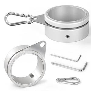 lot 2474 image: Anovo Flag Pole Rings, Aluminum Alloy Flagpole Rings 360° Rotating Anti Wrap Flag Mounting Ring with Carabiner for 1.75-2.02 Inch Diameter Flagpole (Silver, 2 Inch -Pack of 2)