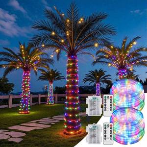 lot 2478 image: 2 Pack Battery Powered String Lights Waterproof with Remote Total 66ft 200LED Timer 8 Modes Battery Operated Outdoor Lights for Christmas Decor Trampoline Camping Tents, Multicolor
