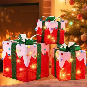 lot 5885 image: ALHAKIN LED Light Up Gift Boxes Set of 3