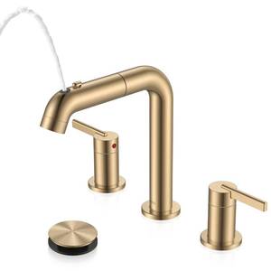 lot 5916 image: KENES Champagne Bronze Pull Down Widespread Bathroom Faucet