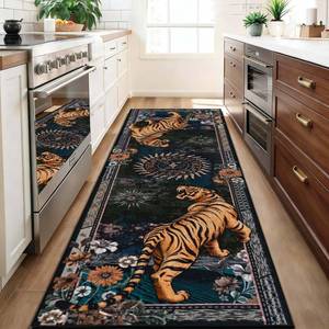 lot 5919 image: Yinhua Tiger Runner Rug Washable Rugs for Hallway, Boho Runner Rugs 2x73 Non Slip, Vintage Soft Low Pile Kitchen Runner Rug for Hallways, Kitchen, Bedroom, Laundry