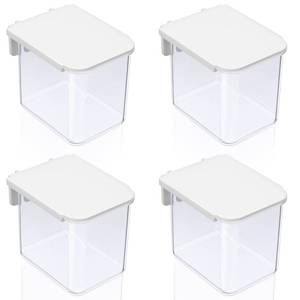 lot 5927 image: Yulejo 4 Pack Pegboard Accessories with Lid White Clear Peg Board Bins with Hooks Containers Plastic Pegboard Bins for Garage Craft Room Storage Kitchen, 3.9 x 3.2 x 3.2 Inch
