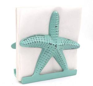 lot 6130 image: The Metal Magician Starfish Napkin Holder Distressed Green
