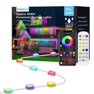 lot 6132 image: Gaoxun 50ft Outdoor Smart RGB LED String Lights