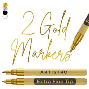 lot 6158 image: ARTISTRO Gold Acrylic Paint Markers 0.7mm 2-Pack