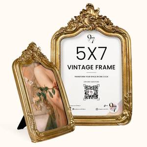 lot 6187 image: 97 Decor Gold Vintage Picture Frame 5x7
