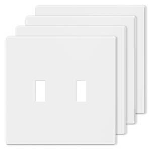 lot 6195 image: AIDA 2-Gang Midsize Screwless Toggle Switch Plate, Matte White, 4-Pack  Retail $100