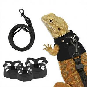 lot 6253 image: Adjustable Bearded Dragon Harness and Leash Set - Escape-Proof Walking Accessories for Bearded Dragons, Lizards, Small Pets - 3 Packs (SML) for Lizards of Different Sizes (Black)
