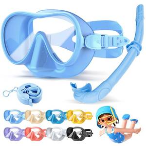 lot 6266 image: KLERICER Kids Snorkel Set, Macaron Colors Ultra Wide View Snorkel Mask for Kids,Anti-Fog Anti-Leak Kid Diving Goggle, Adjustable Kids Snorkel Set for Kid Aged 6-14 (Blue)