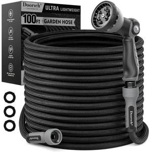 lot 7425 image: Doorich Garden Hose, 100FT Ultra Lightweight Water Hose with Spray Nozzle