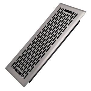 lot 8462 image: Howeall 4x12 Inches Heavy Duty Walkable Floor Register - Easy Adjust Air Supply Lever Decorative Floor Vent Covers - Boston Design Vent Covers for Home - Satin Nickel