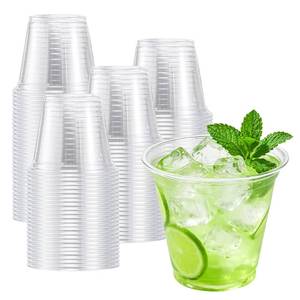 lot 8467 image: Lamosi 9 oz Plastic Cups 50 Pack, Disposable Clear Cups No Lids